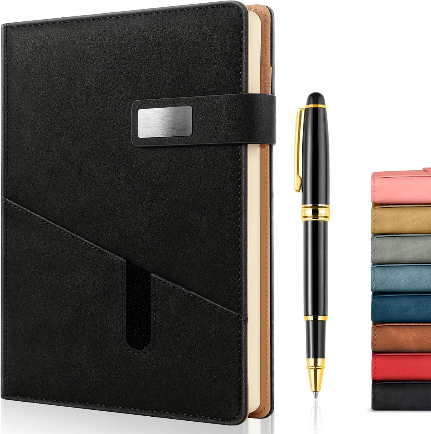 Journal Leather Hardcover - A5 Lined Leather Journal with Pen,