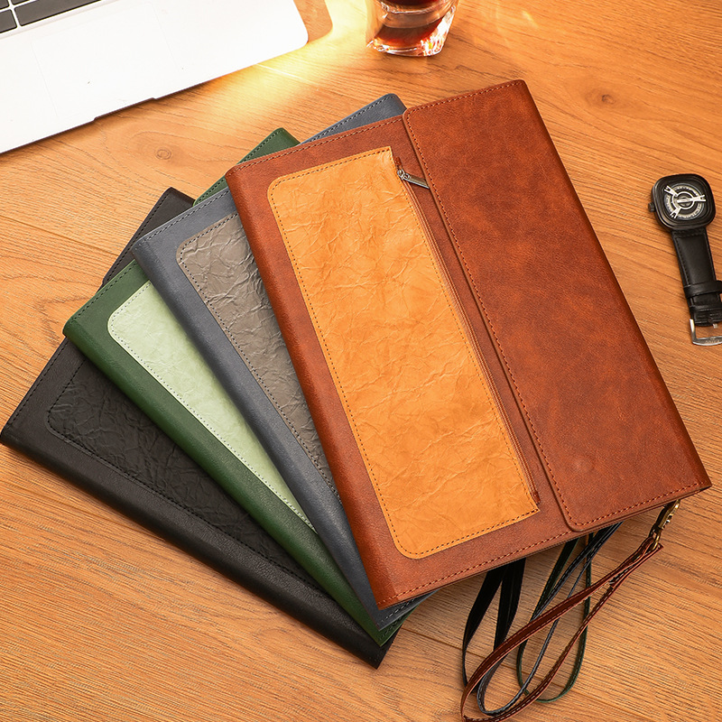 Portfolio Folder Zip - 1PCS Leather A4 Document Bag Thickened