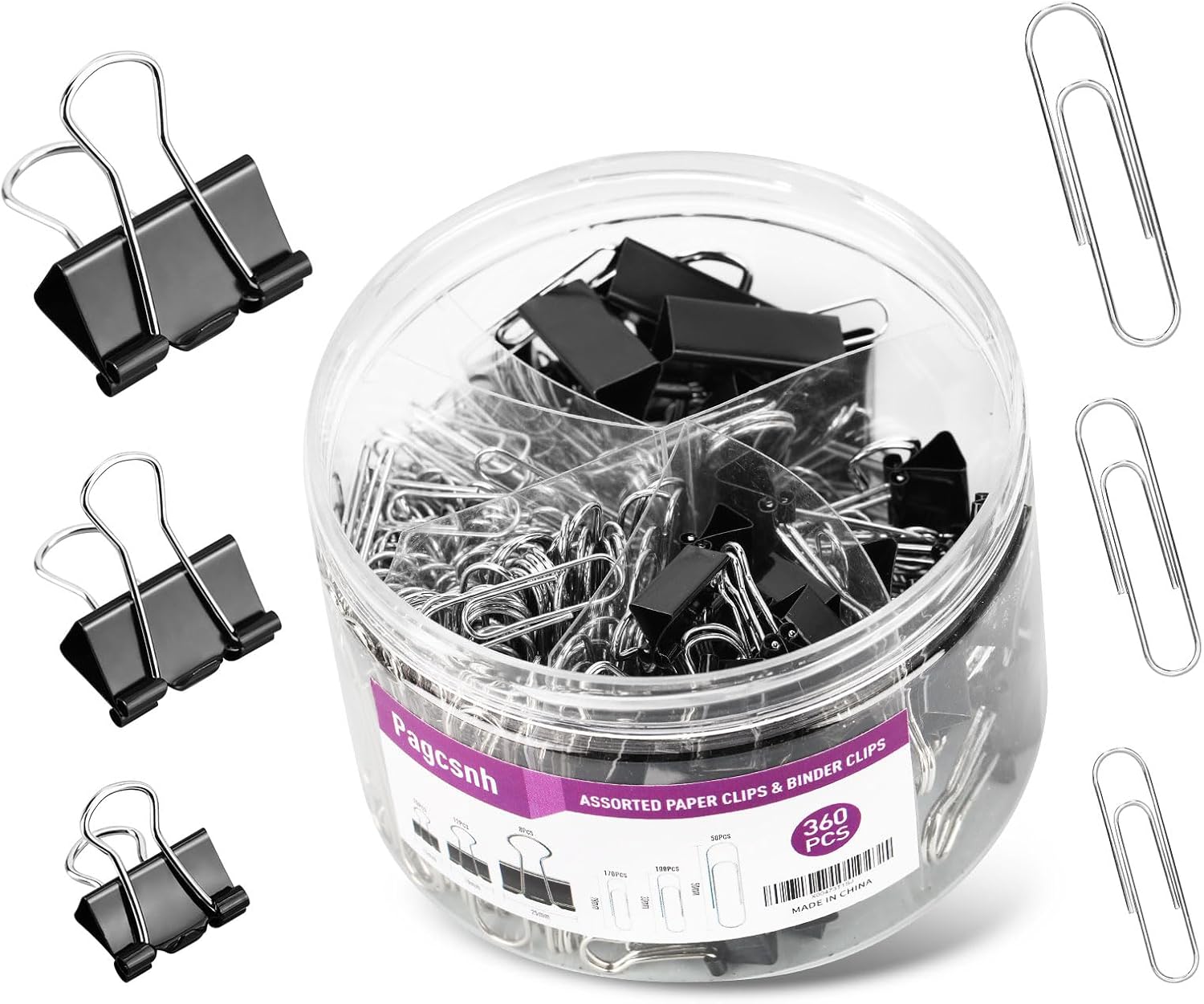 Binder Clip Assorted - 360 Pcs Paper Clips & Binder