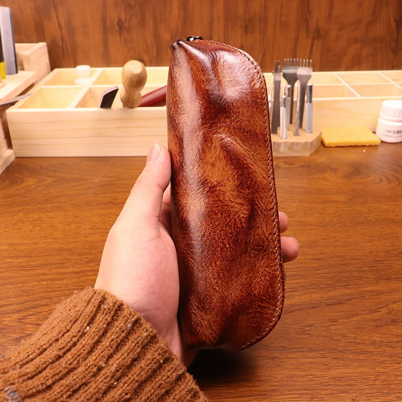 Cowhide pen bag for men vintag - مراجعة Tan Stationery & Office Supply وسعره