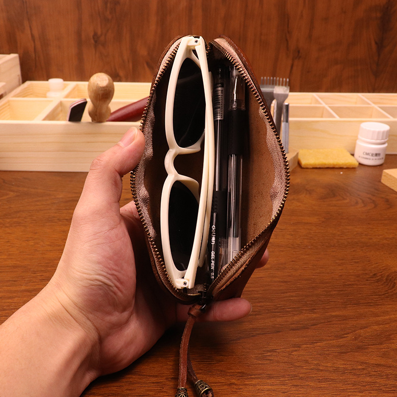 Cowhide pen bag for men vintag - مراجعة Tan Stationery & Office Supply وسعره