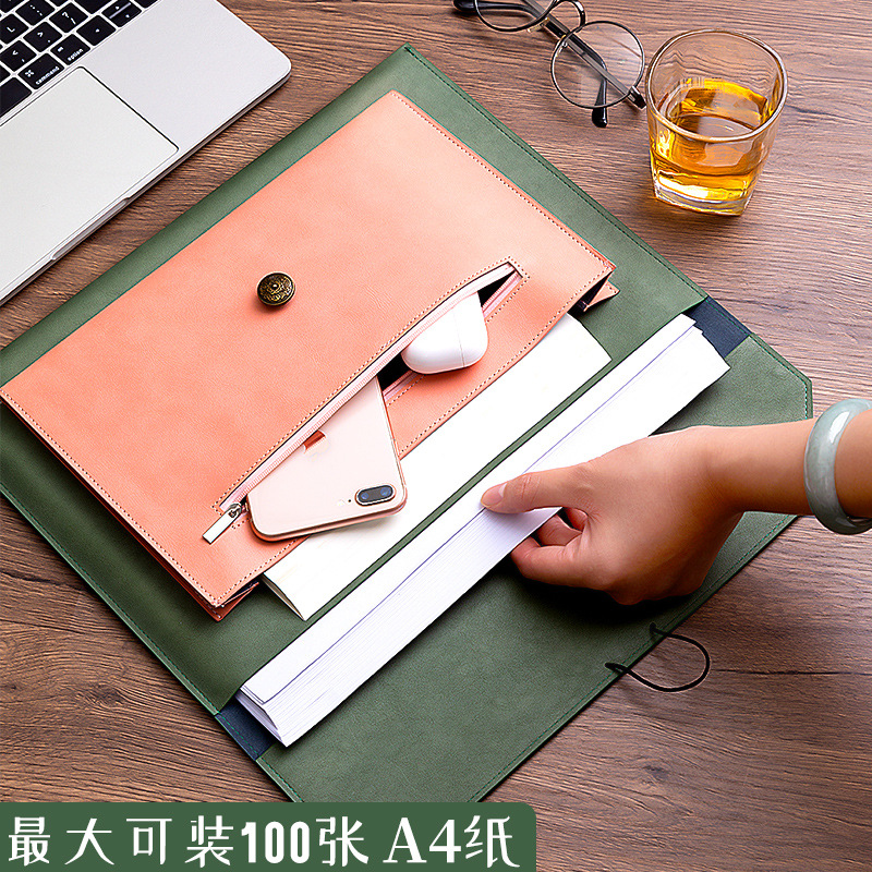 Leather File Bag A4 Paper File - مراجعة Portfolio Folder Zip وسعره