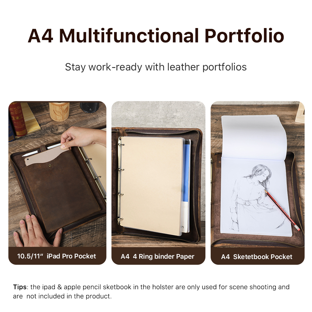 Luxury Retro A4 Cowhide Busine - مراجعة Portfolio Folder Zip وسعره