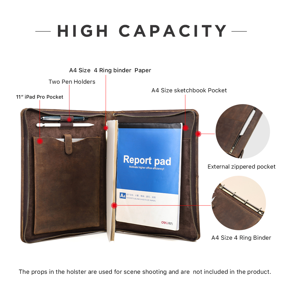 Luxury Retro A4 Cowhide Busine - مراجعة Portfolio Folder Zip وسعره