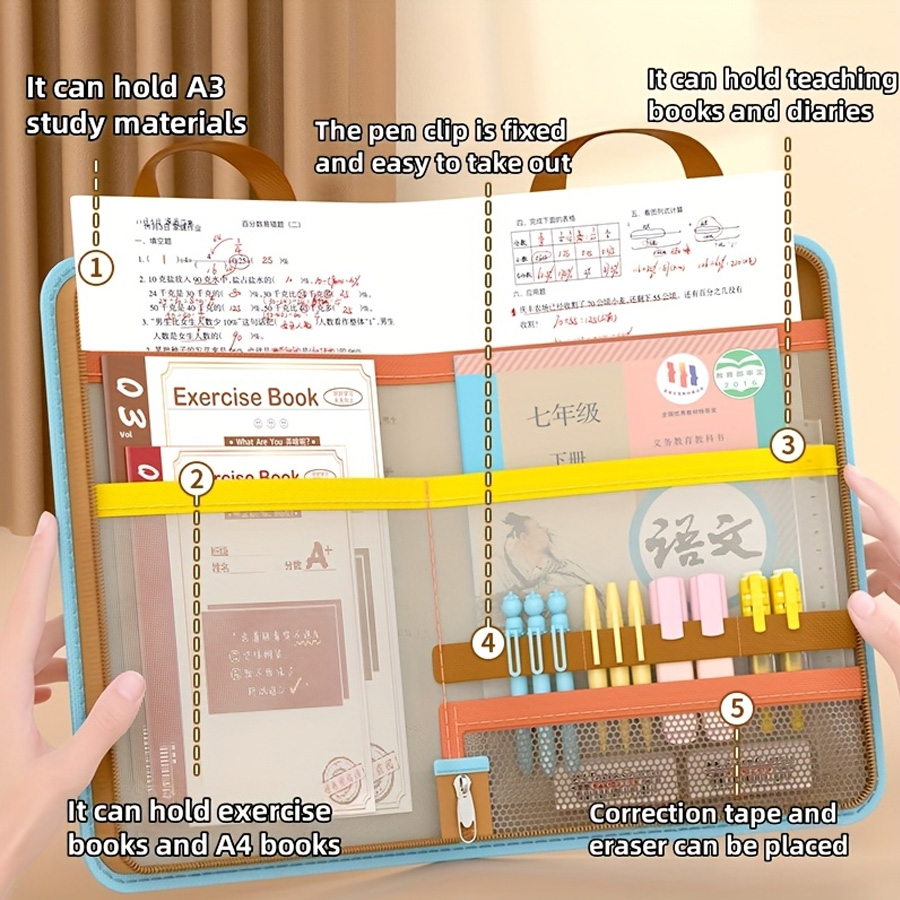 L-shaped A4 file bag, large op - مراجعة Portfolio Folder Zip وسعره