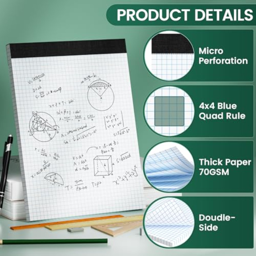 Graph Paper 8.5 X 11,,4x4 Quad - مراجعة Graph Paper Pad وسعره
