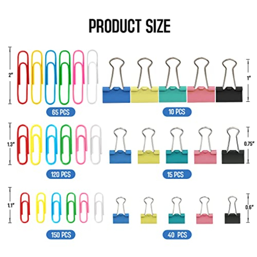Paper Clips Binder Clips, 400  - مراجعة Binder Clip Assorted وسعره