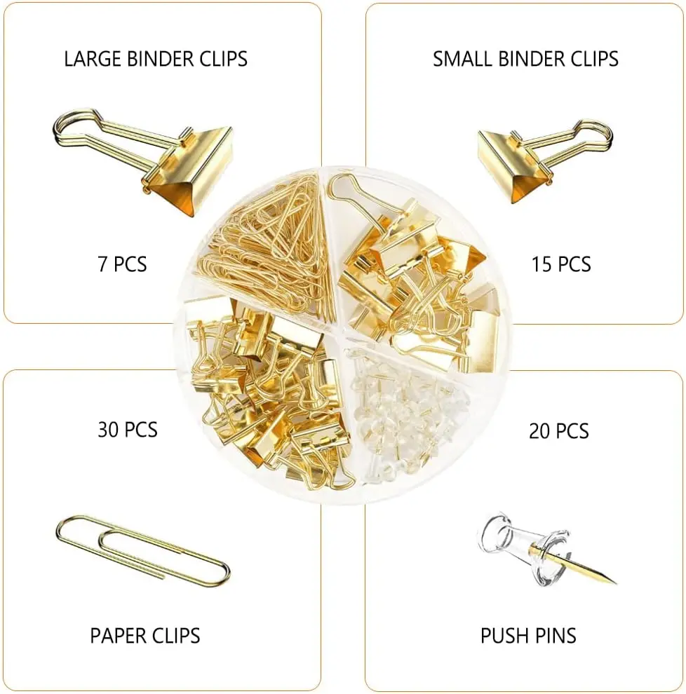 Gold Paper Binder and Clips Se - مراجعة Binder Clip Assorted وسعره
