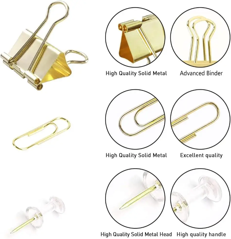 Gold Paper Binder and Clips Se - مراجعة Binder Clip Assorted وسعره