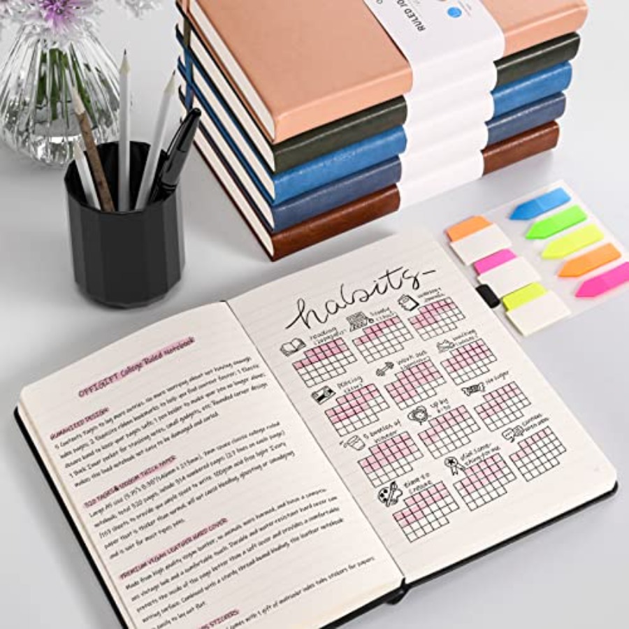5 Pack College Ruled Notebook  - مراجعة Journal Leather Hardcover وسعره