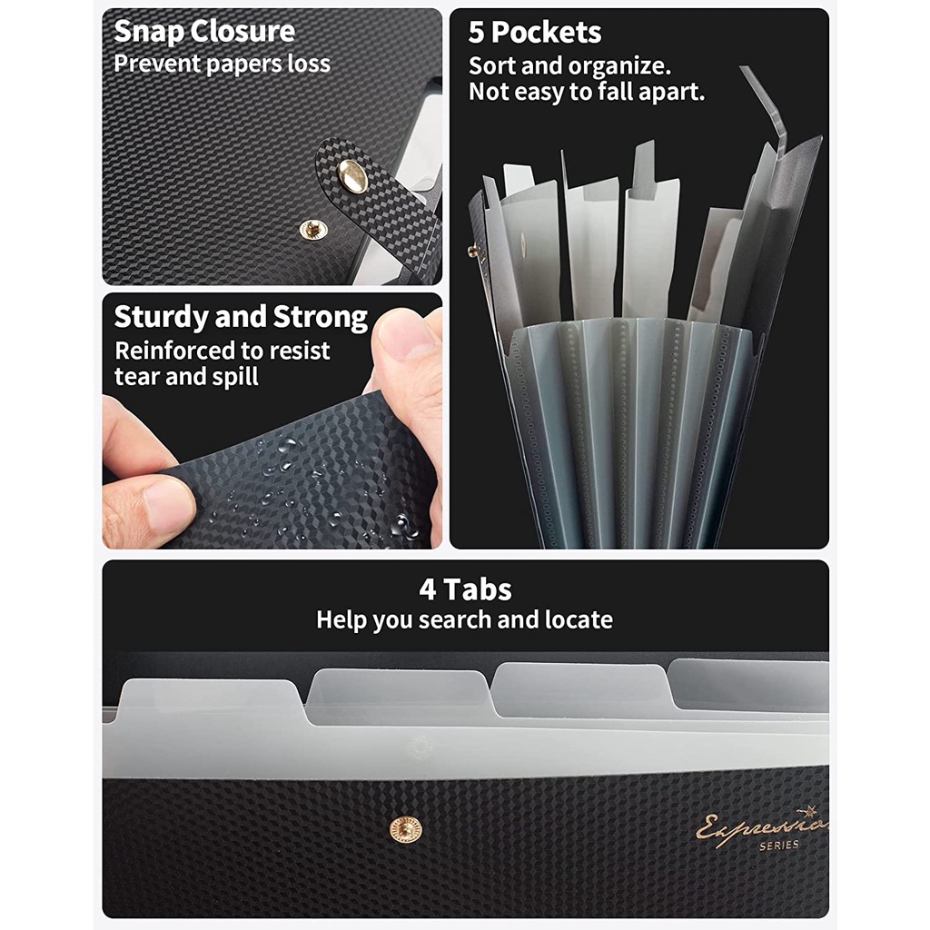 Expanding File Folder,5 Pocket - مراجعة Portfolio Folder Zip وسعره