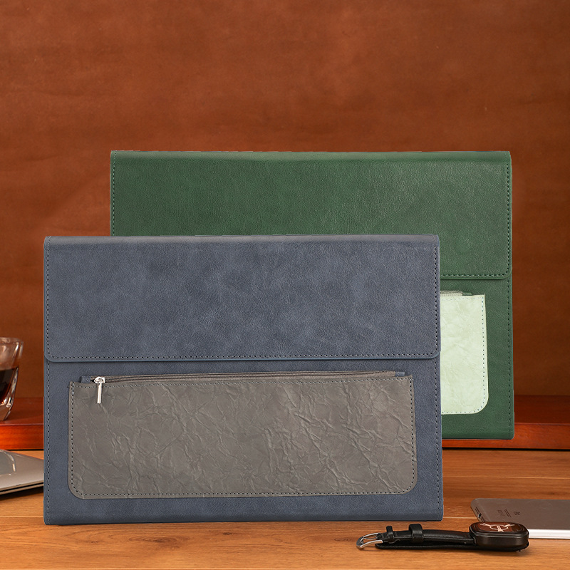 1PCS Leather A4 Document Bag T - مراجعة Portfolio Folder Zip وسعره