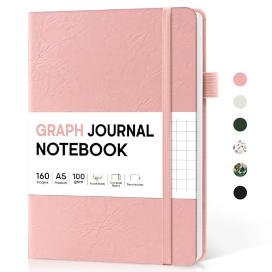 A5 Graph Journal Notebook for  - مراجعة Journal Leather Hardcover وسعره