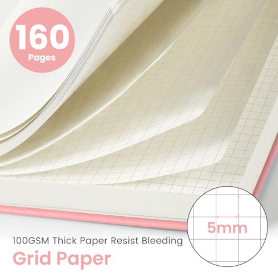 A5 Graph Journal Notebook for  - مراجعة Journal Leather Hardcover وسعره