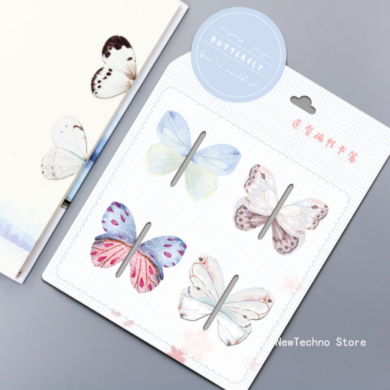 4pcs/Set Cartoon Butterfly Mag - مراجعة Paperclip Magnetic Set وسعره
