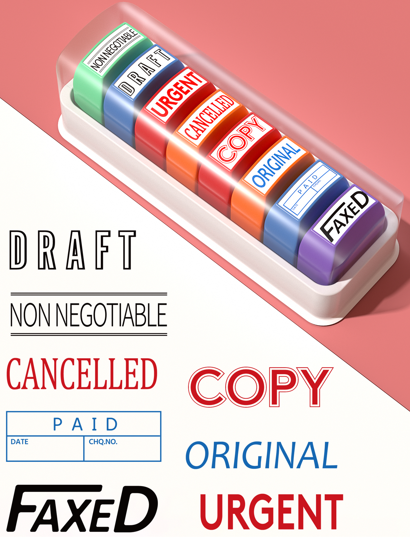 8 Office Stamp set Information - مراجعة Self Inking Stamp وسعره