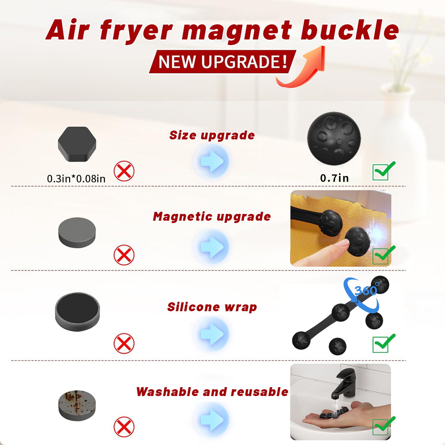1/2sets Silicone Air Fryer Mag - مراجعة Paperclip Magnetic Set وسعره